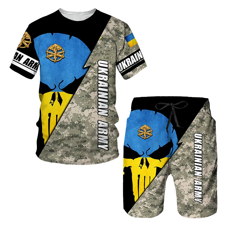 New Arrival Men's Ukrainian Flag Sets Tracksuits Casual Short Sleeves 3D Print T-shirt Shorts Beach Suits Male Clothes short sleeves t shirt set shorts sport suit 3d printed 2 piece sets 6xl summer retro brand casual tshirt male bottoms men cloth