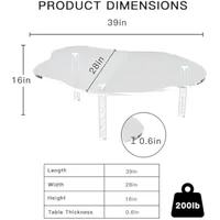 Acrylic Cloud Shaped Coffee Table, Modern Irregular Waterfall Transparent Coffee Table Furniture, with 3 Solid Bubble Legs 2