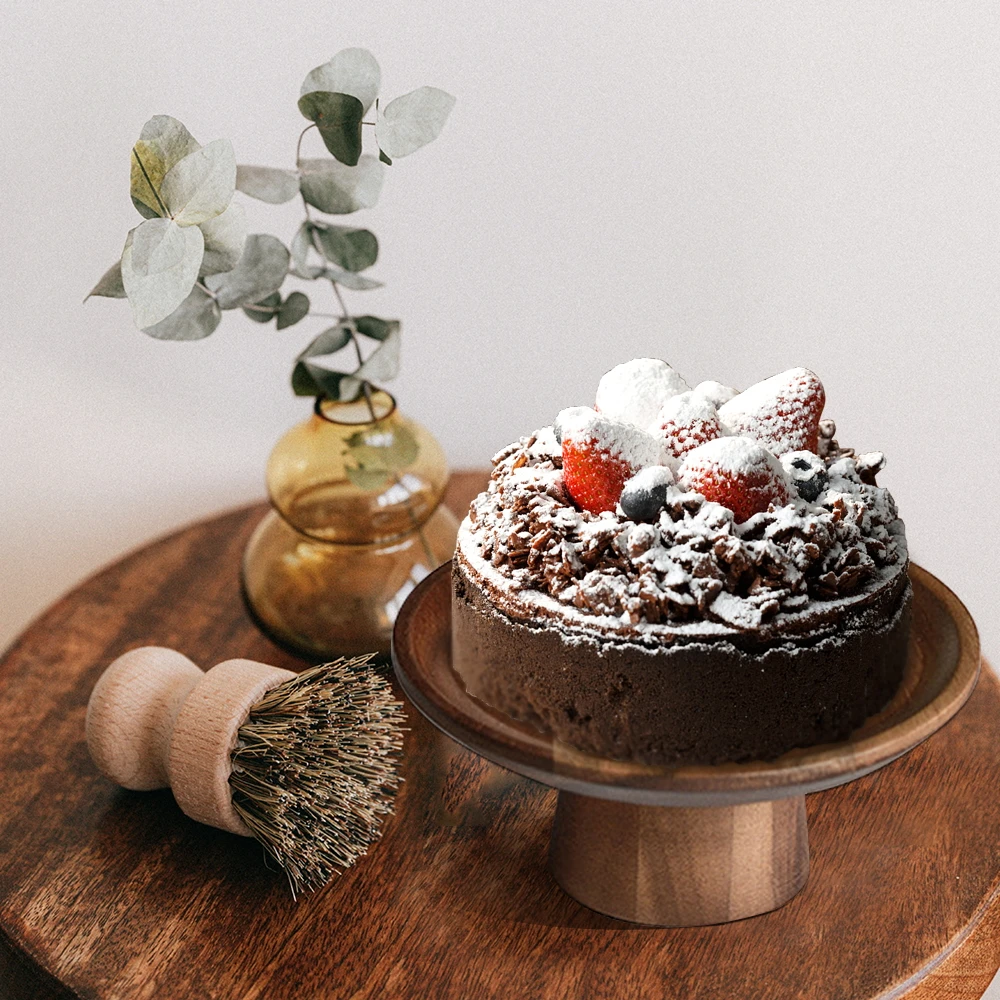 Solid Wooden High-Footed Cake Plate, Household Cake Pedestal Stand