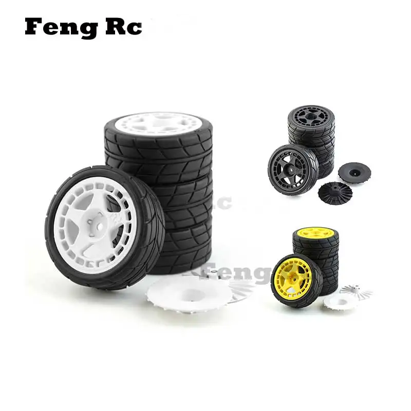 

4 шт. 65 мм резиновая шина 12 мм Hex для Tamiya TT01 TT01E TT02 TT02B XV01 TA06 PTG-2 1/10 радиоуправляемая Гоночная машина