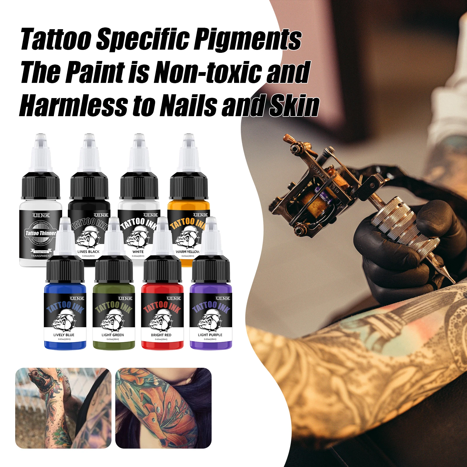 UINK Tattoo Ink Set 20ml/0.65oz Tattoo Pigment Professional Ink Kit tattoo supplies Small Particle Pigment for Artist tattoo ink tattoo ink pigment tattoo ink kit