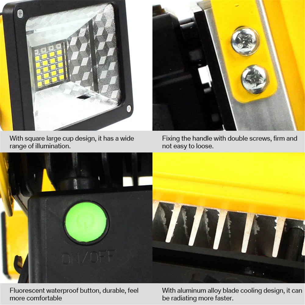 30W LED Portable Rechargeable Floodlight Waterproof Spotlight Battery Powered Searchlight Outdoor Work Lamp Camping Lantern camping lights camping lamp led work light work light