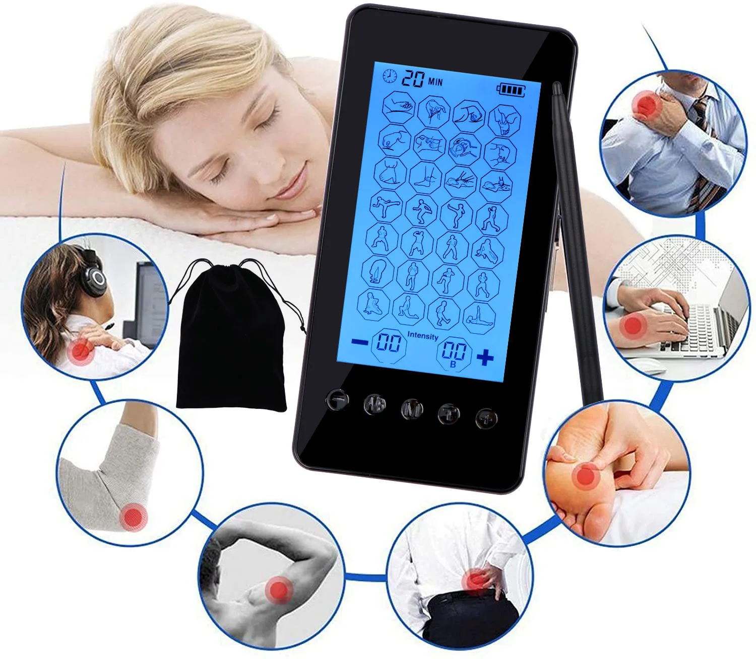 

Rechargeable EMS Eletric Muscle Stimulator Professional Physiotherapy Tens Machine Low Frequency Relaxing Massager Pain Relief