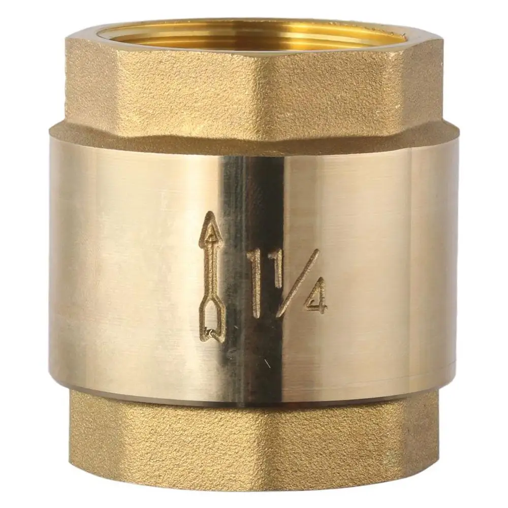 

Gold One-way Valve Durable 1-1/4 Inch Female Female Thread Check Valve Pipe Thread Brass Backflow Valve Oil Water Gas