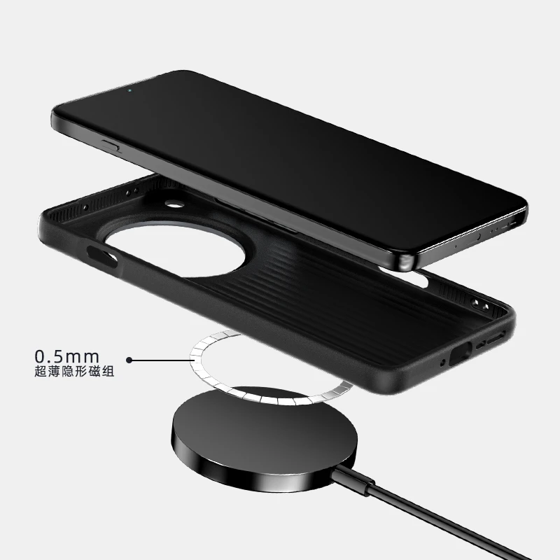 YUECXIN Cover Magnetica per Oppo Find X8 Pro 5G Compatibile con MagSafe, Custodia Ultra Sottile Traslucida Opaca PC Posteriore Morbido Antiurto TPU Bumper Case. Nero