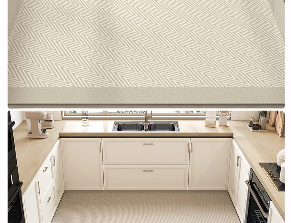 Kitchen Floor Mat Large Area Waterproof Carpet Pvc Leather Oil-proof Non-slip Foot Mats Line Minimalist Home Decoration Rug