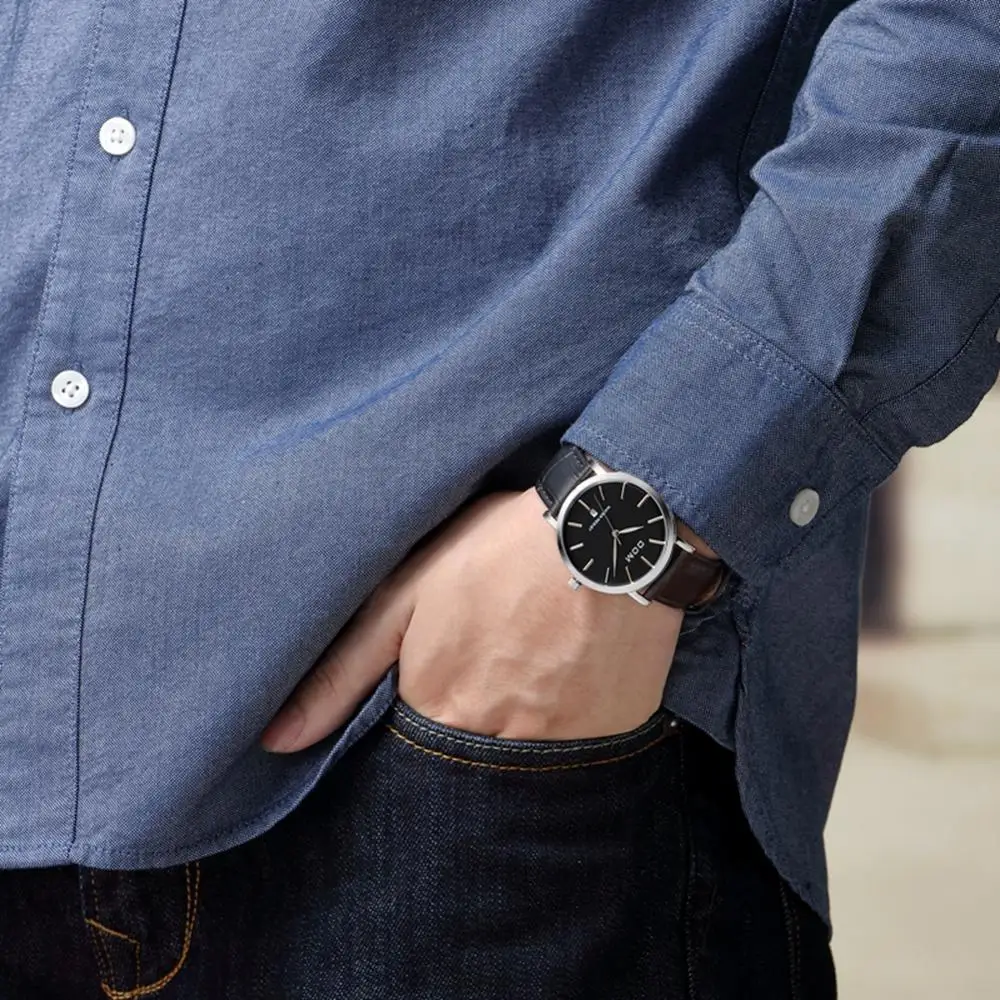 Dom Watch Ultra-thin dial waterproof fashion leather strap quartz men's watch M-259L