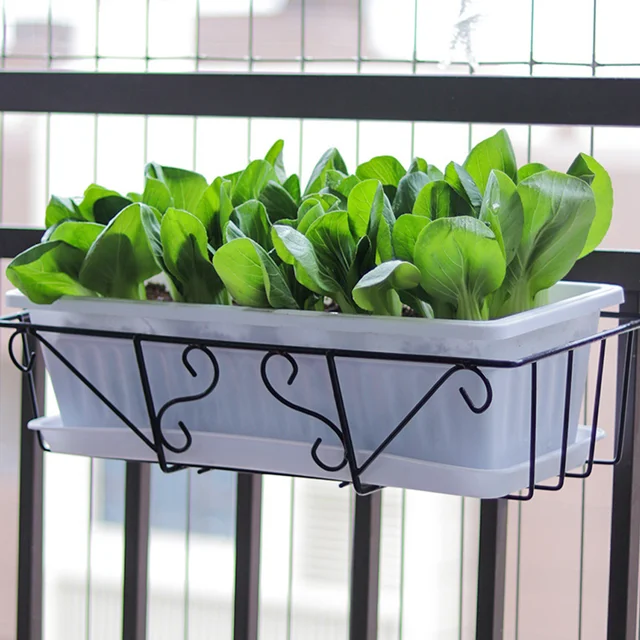 2 Db Erkély Ültetvényes Polc Tartó Virágcserép -Tároló Állvány Tálak Kültéri Ingyenes Szerelt Kerti Kosarak Vasruhák