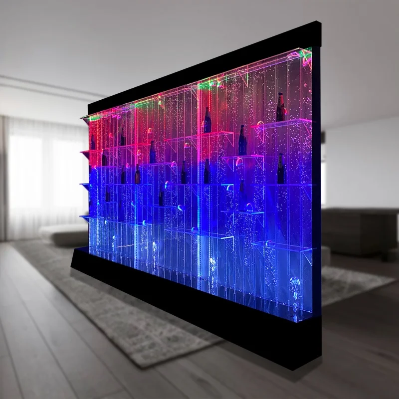 맞춤형 실내 디지털 제어 물 기능 LED 버블 패널 와인 캐비닛