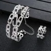 Real 18k Gold plating bangle Rings set for Women Luxury Full Zircon Lucky beads Fine Jewelry Wedding Anniversary Party Gift