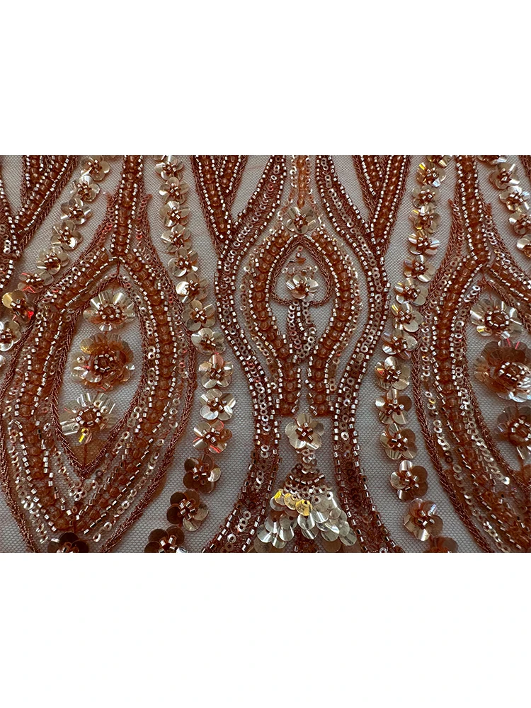 African Heavy Beaded Lace Fabric, Nigerian Sequins Tulle, Luxury Wedding Dress, High Quality, S1196, 5 Yards, 2024