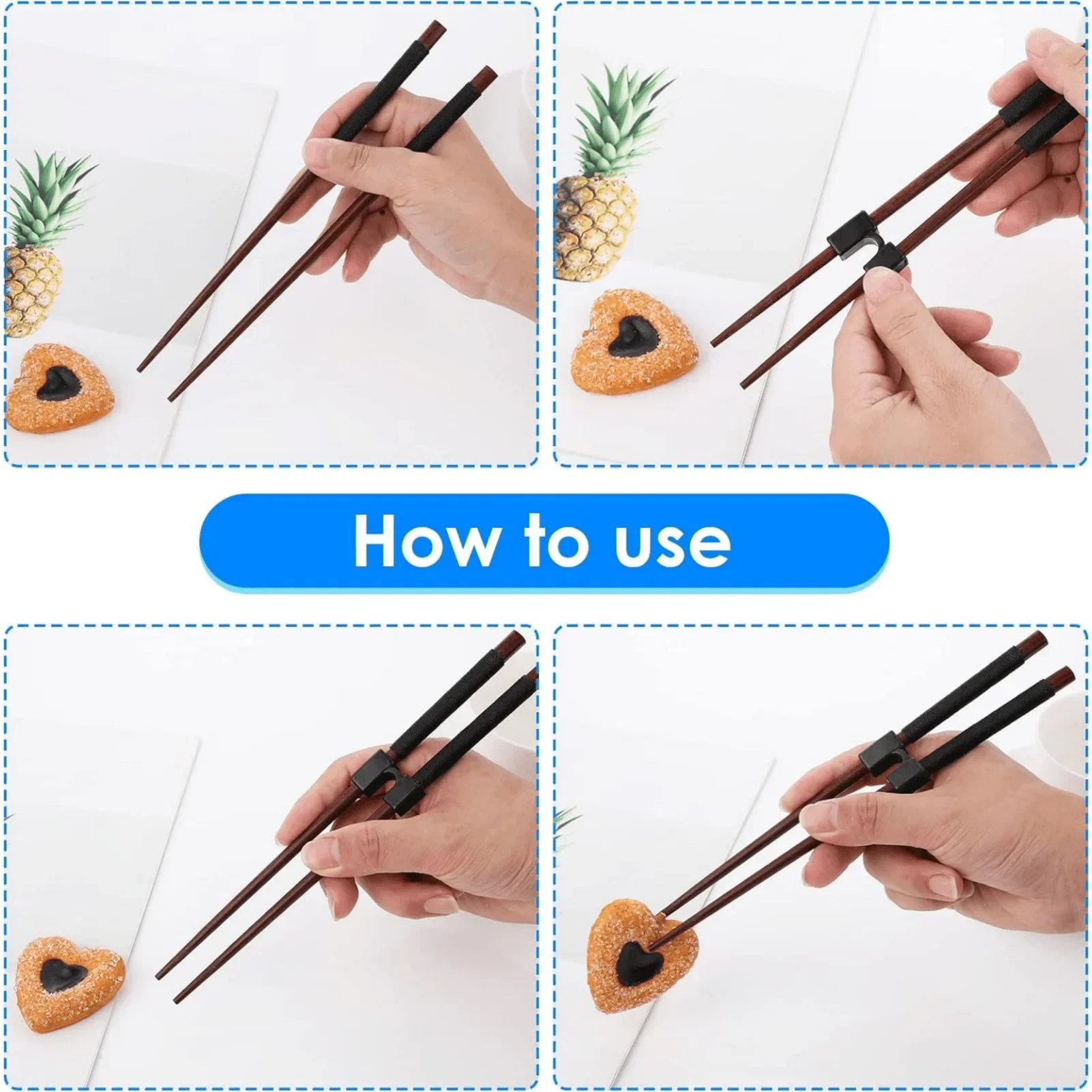 Chopstick Helper 5 PCS Reusable Chopsticks Helpers Training Chopstick Hinges Connector Practice Chopstick Helper for Adult Kid Beginner Traniner