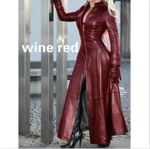 Winter Women's Fashion Cyberpunk Leather Long Jacket Casual Loose Button Solid Color Coats Lapel Biker Jacket Plus Size