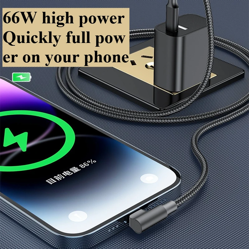 C To C Elbow 60W Mobile Phone Fast Charging Data Cable 1m 2m 3m C-C Suitable for Apple 15 16 Samsung Xiaomi Redmi Type-C Cable - 2