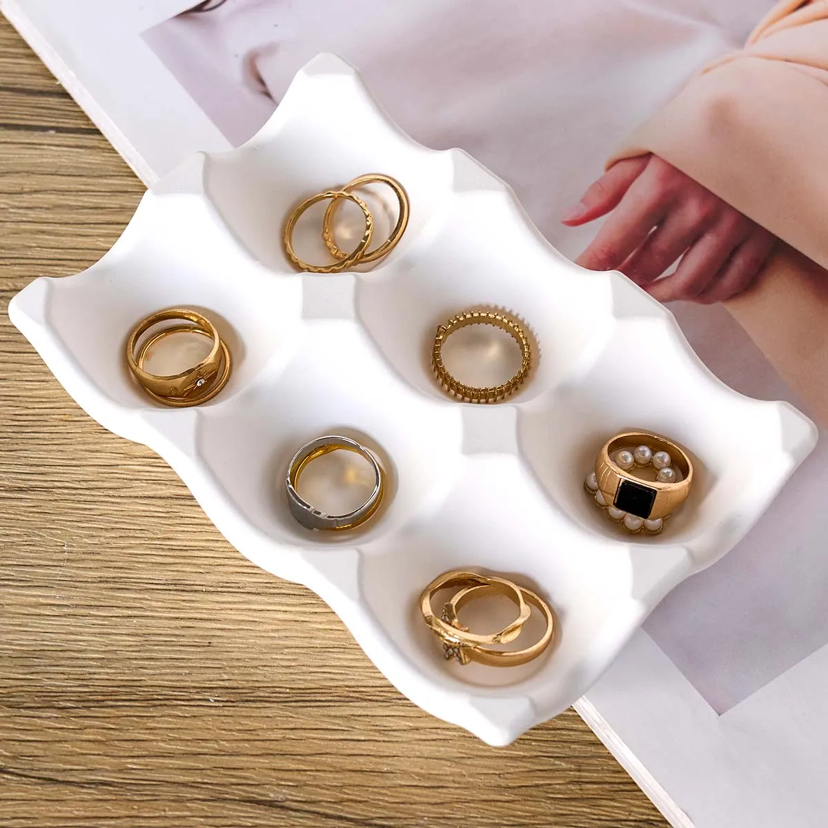 6-Compartment Egg Storage Tray Silicone Mold DIY Jewelry Display Plate Craft Making Plaster Resin Casting Molds Home Decor silicone mold