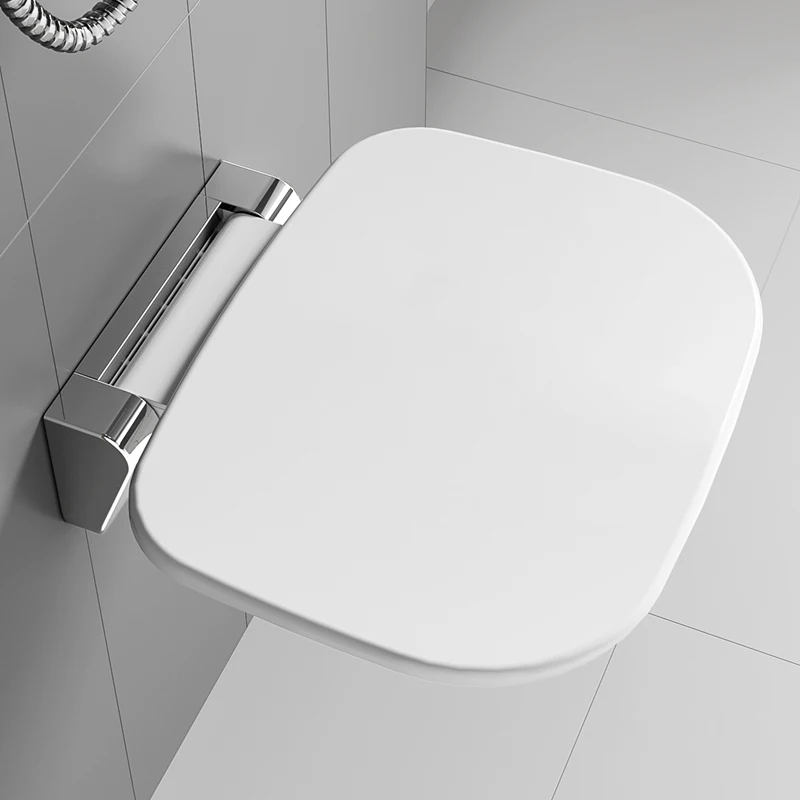 90° Wall Mounted Folding Chairs Shower Seat Waterproof Shower Bench Shoe Changing Stools White Load 150kg for Bathrooms Porches 3