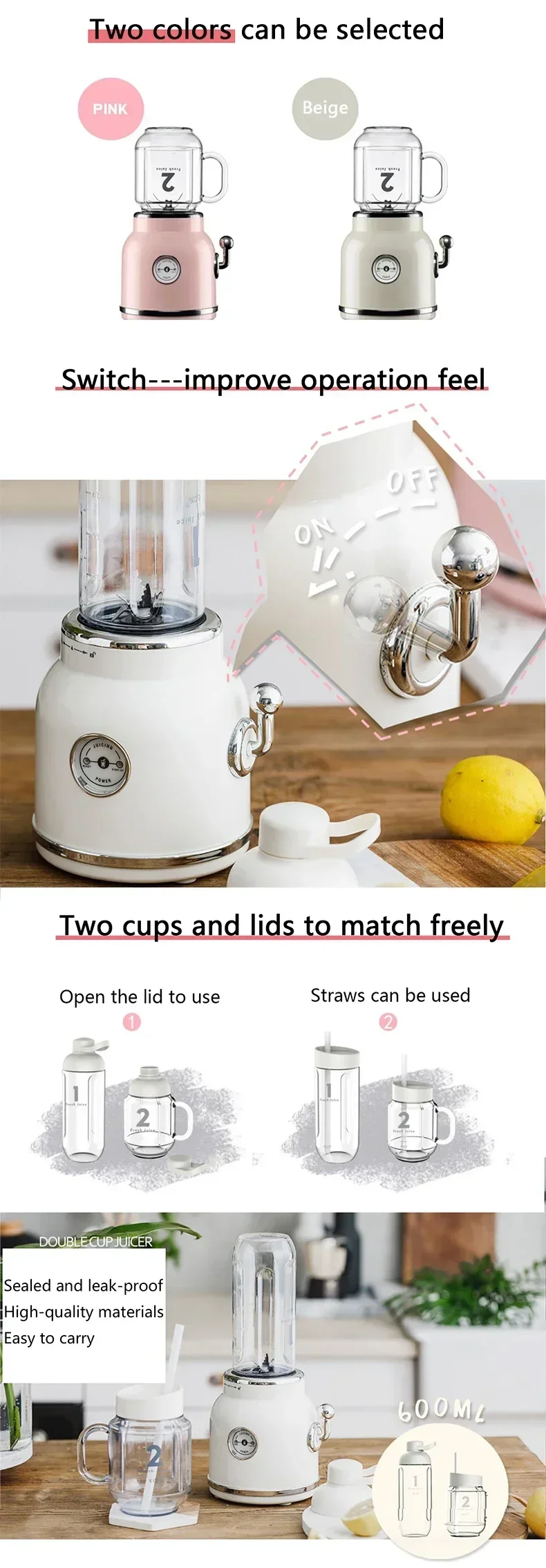 Portable electric juicer on a countertop