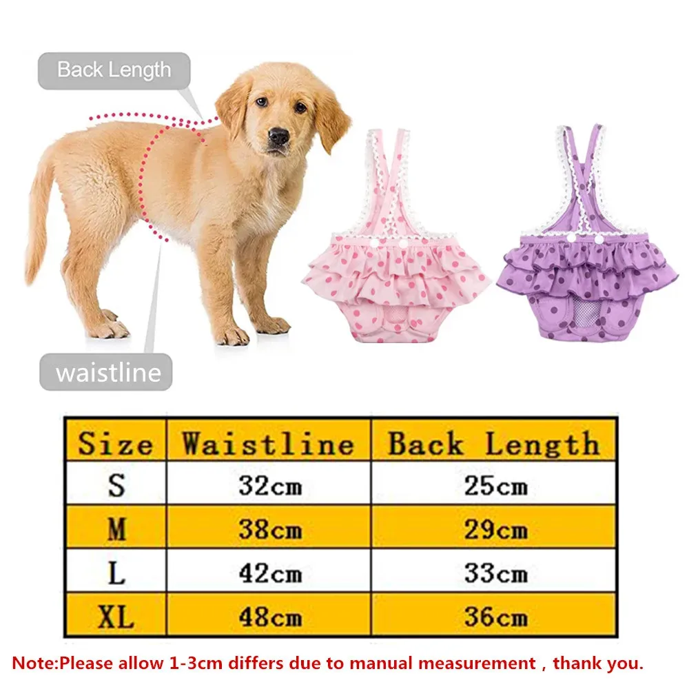 Female Dog Diaper Washable Menstrual Panties Dogs Nappy Sanitary Pants Physiological Underwear Dot Print Shorts Puppy Pants pet diapers dog diapers dog nappies dog shorts