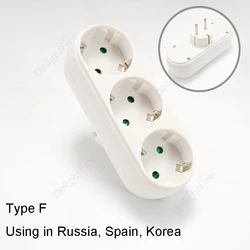European Standard Power Adapter with ON/OFF Switch - 1 To 3 Socket