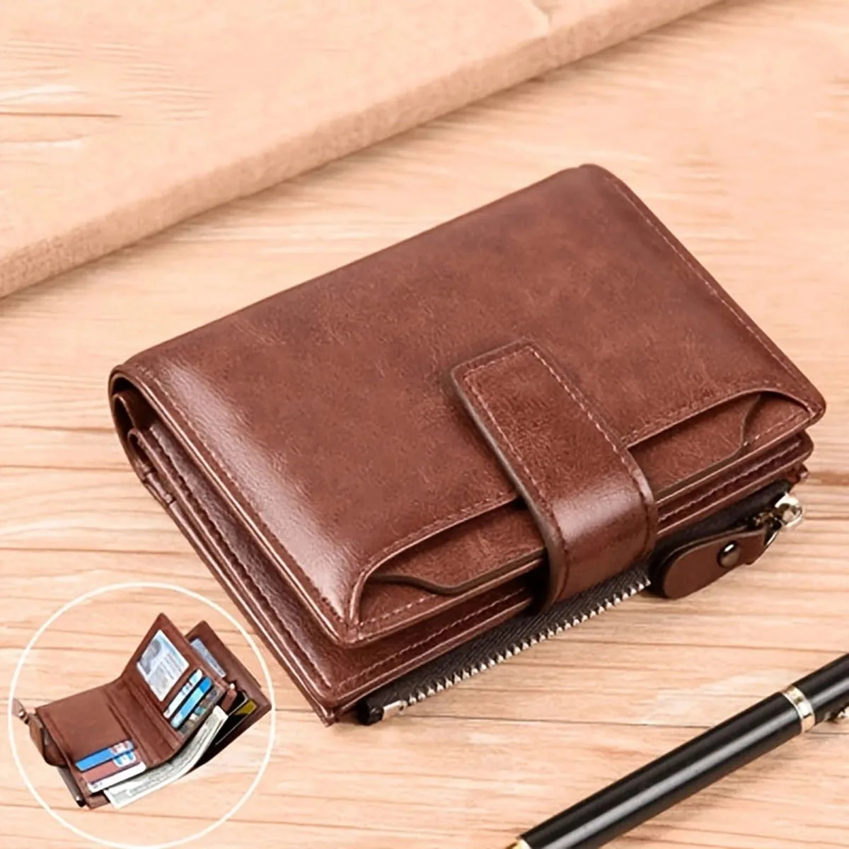 men Wallet Genuine Leather Men's Purse Design male Wallets With Zipper Coin  Pocket Card Holder Luxury Wallet | Wish