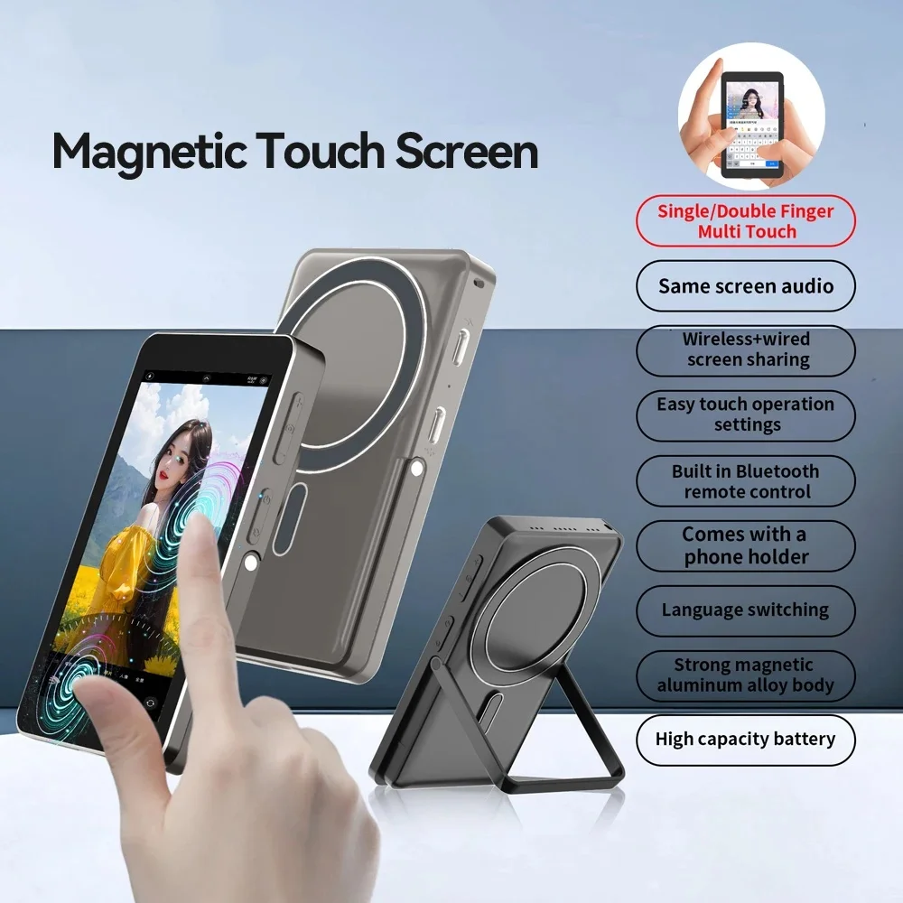 Magnetic Phone Selfie Screen Monitor Bluetooth remote Selfie Rear Camera Live Vlog  Stream Video Recording for iPhone Android