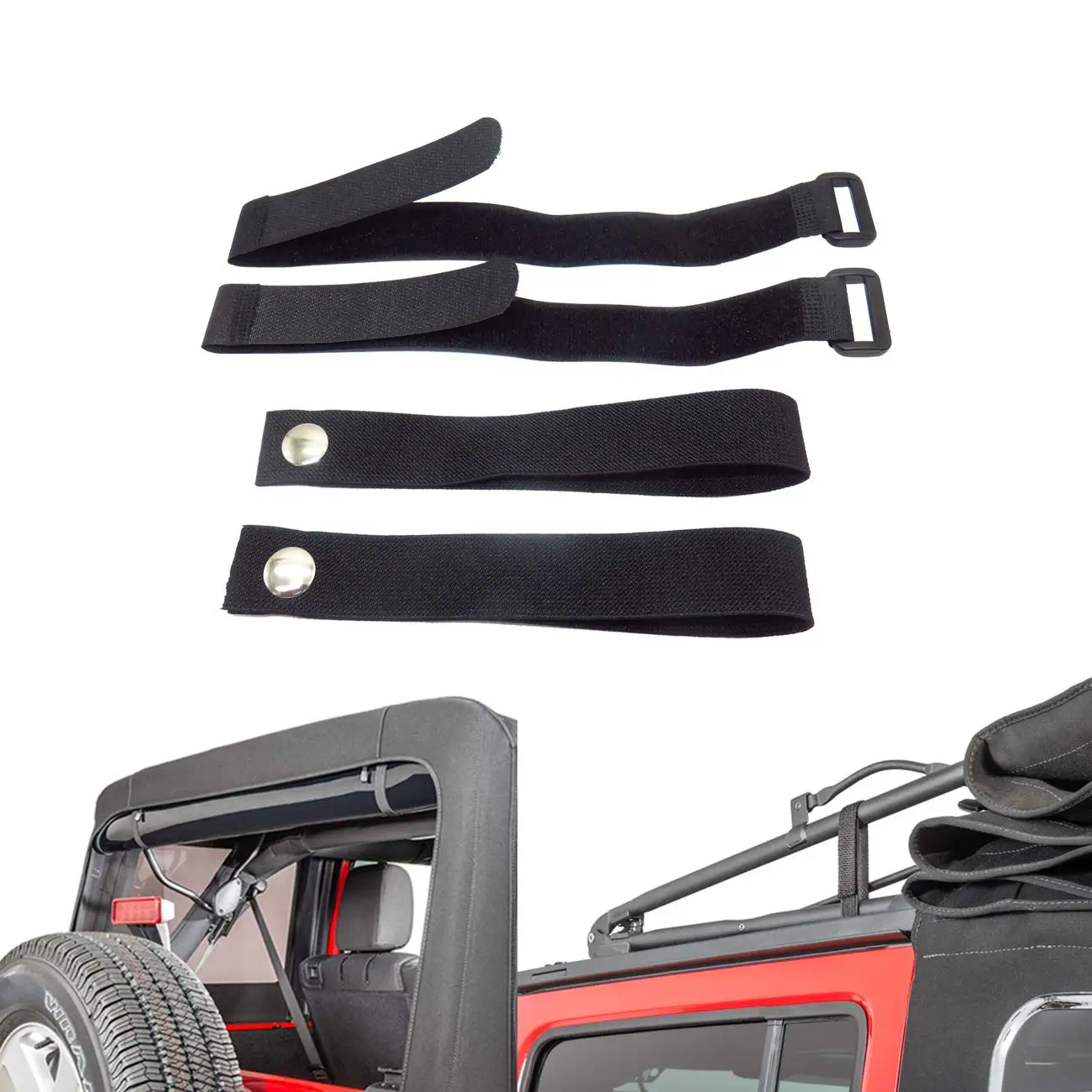Cinghie A Scatto Arrotolabili Per Lunotto Posteriore E Cinghie A Scatto Soft Top Sunrider, Per Jeep Wrangler 2007-2019,