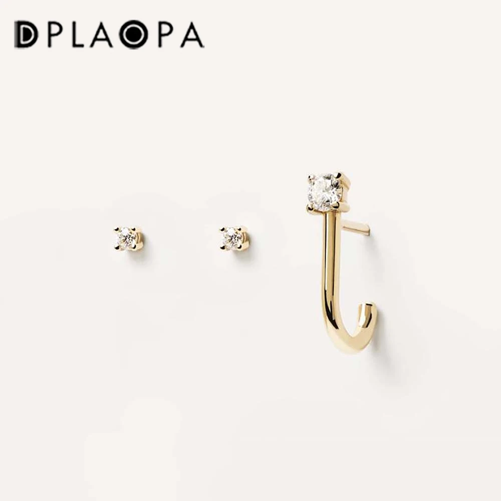 Dplaopa 100% 925 Sterling Silver 3 Pz/Set Plain Stud Orecchini Clip Pirercing Luxury Pendientes Luxury Fine Jewelry