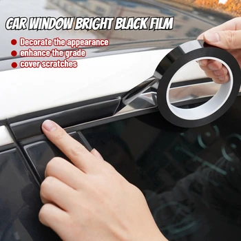 Adesivi per auto Nero brillante Protezione per bordi della finestra automatica Trim Car Body/Porta Striscia di protezione antigraffio Styling cromato decorativo