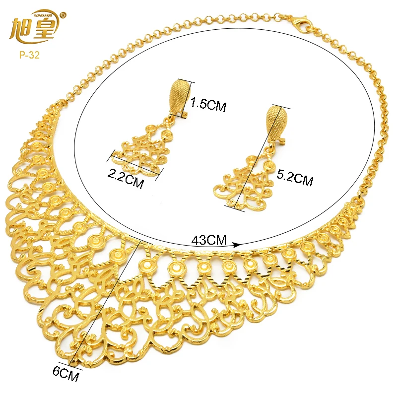 Jewelry Sets Jewelry Set Women Earrings Chain Necklace XUHUANG Ethiopian Gold Color Jewelry Set For Women Dubai Bridal Wedding Necklace And Earring Set Moroccan African Jewelry Gift
