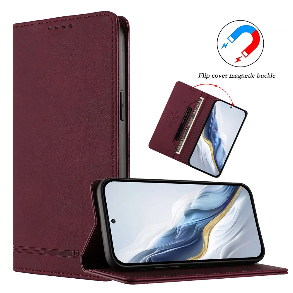 Magnetic Leather Wallet Flip Phone Case - Elegant Back Cover