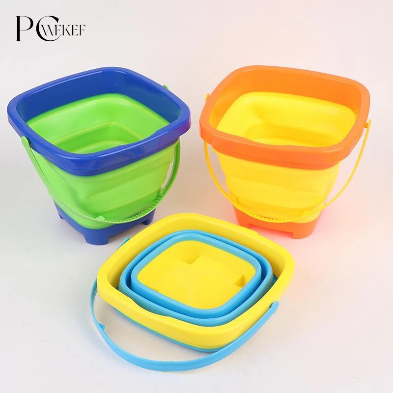 Foldable Silicone Beach Toy Silicone Bucket Sand Toys Collapsible