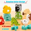 52pcs Wooden Alphabet & Animal Puzzle - Educational ABC Sort & Stack Matching Game for Children Fine Motor Holiday Gift 4