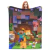 Cartoon Mines Pixel Game Crafts Flannel Blanket Super Warm Throw Blanket for Home Decor Decorative Street Trend Bedspread 1
