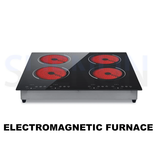 Commercial Furnace Electric Cooker Induction Cooker Hob Commercial Four-head Built in Cooking Unit Electric Stove Cooktop 1