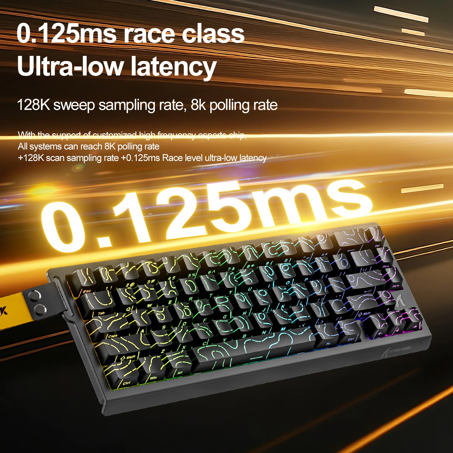 ATTACK SHARK X68 HE 유선 마그네틱 기계식 게이밍 키보드 0.01mm 래피드 트리거 8000Hz 폴링 레이트 0.125ms 레이턴시 SOCD Pro