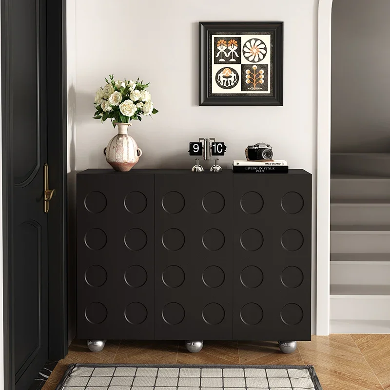 

Black Double-Door Shoe Cabinet Home Home Living Room Entrance Cabinet