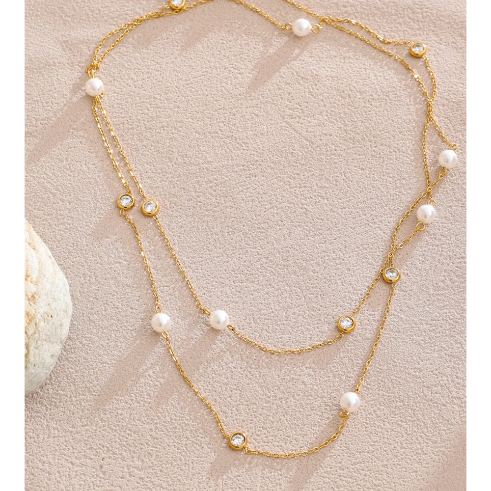 Yhpup Layered Chain Stacking Necklace Women Stainless Steel