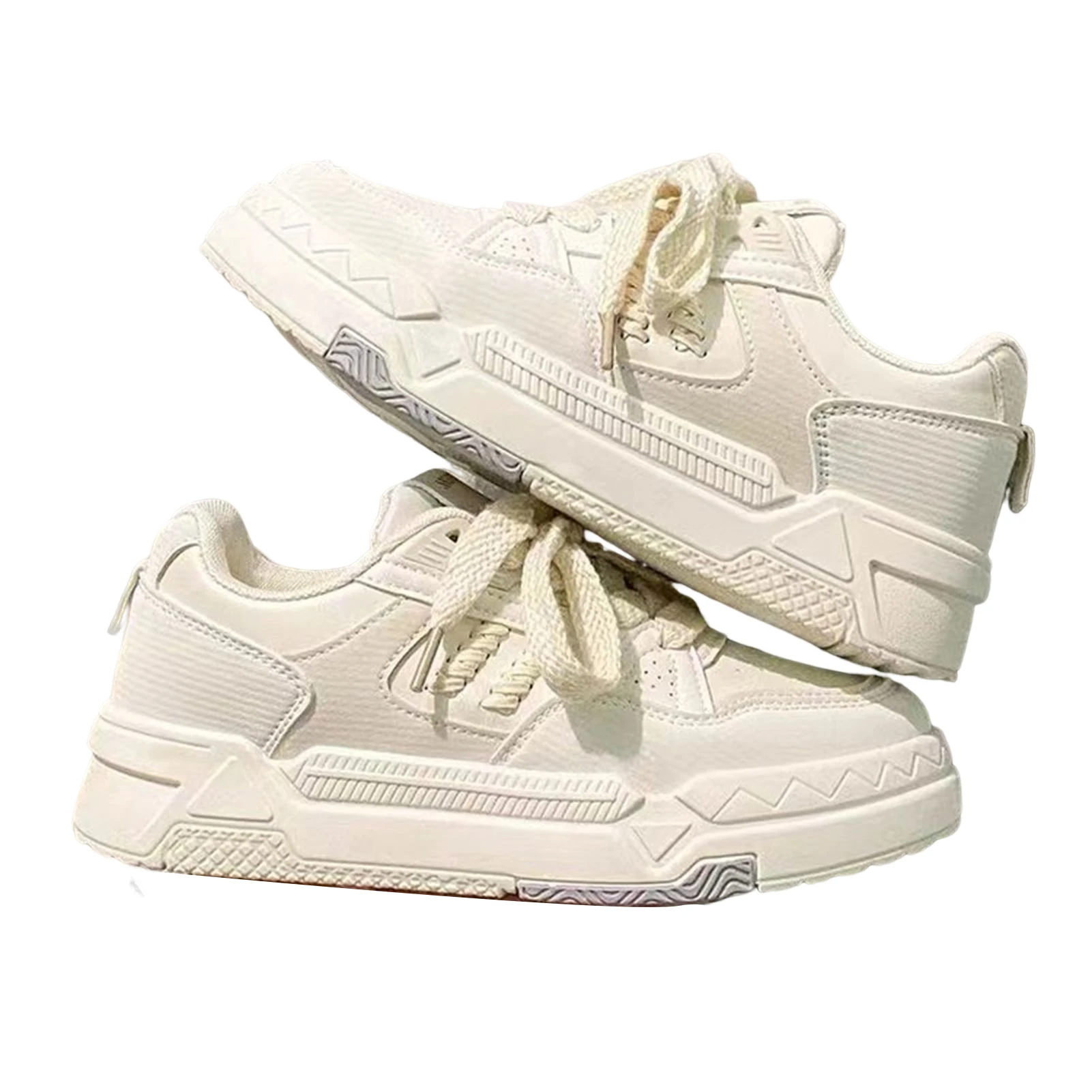 

Women's White Flat Sneakers Platform Design Breathable Fabric Sneakers for Walking Shopping Dating