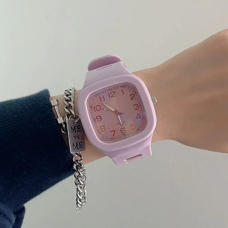Quartz Watch Square For Men and Women Ins Style Simple Waterproof Sports Leisure Fashion Student Couple