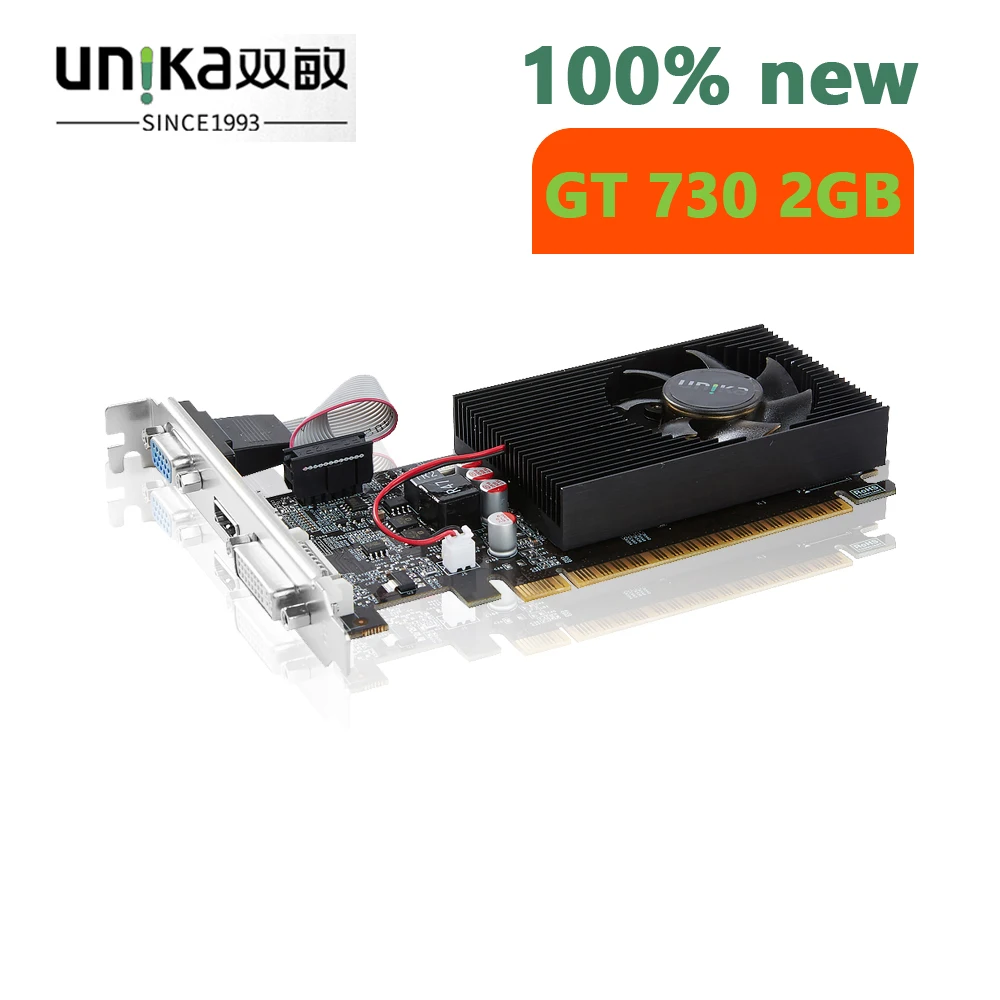 

100% NEW Brand UNIKA GT730 2G Graphics Card For NVIDIA GeForce GT 730 Series GT730 2GBD3 128Bit VGA Video Cards рабочий стол Map