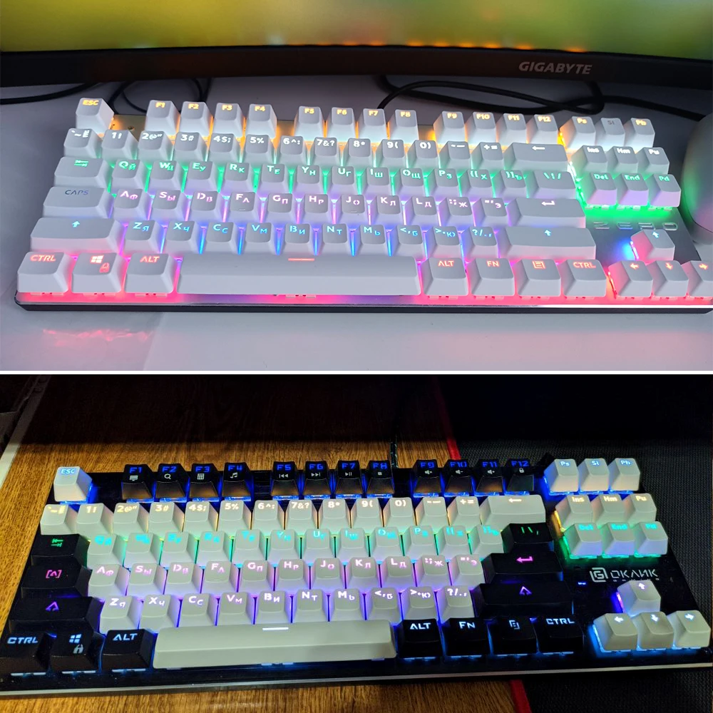 Teclado Retroiluminado Altamente Rgb Teclas Mecânicas 104 Teclas Oem Espanhol Árabe Russo Francês Coreano Alemão Tailandês Português - Imagem 5