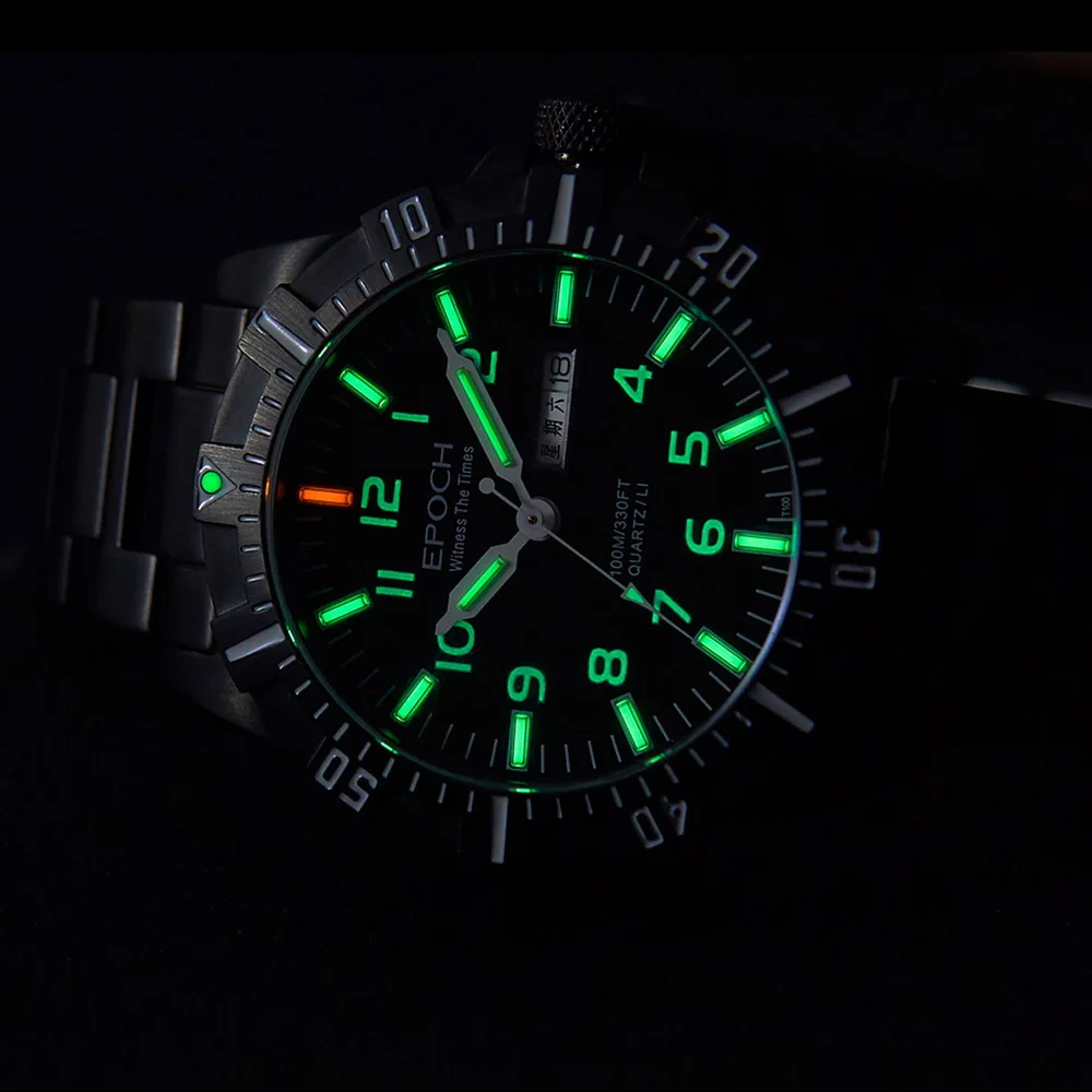 epoch men quartz watch 43mm military wristwatch luminous tubes 10atm waterproof sapphire dual calendar week date EPOCH Men Quartz Watch 43mm Military Wristwatch Luminous Tubes 10ATM Waterproof Sapphire Dual Calendar Week Date 4