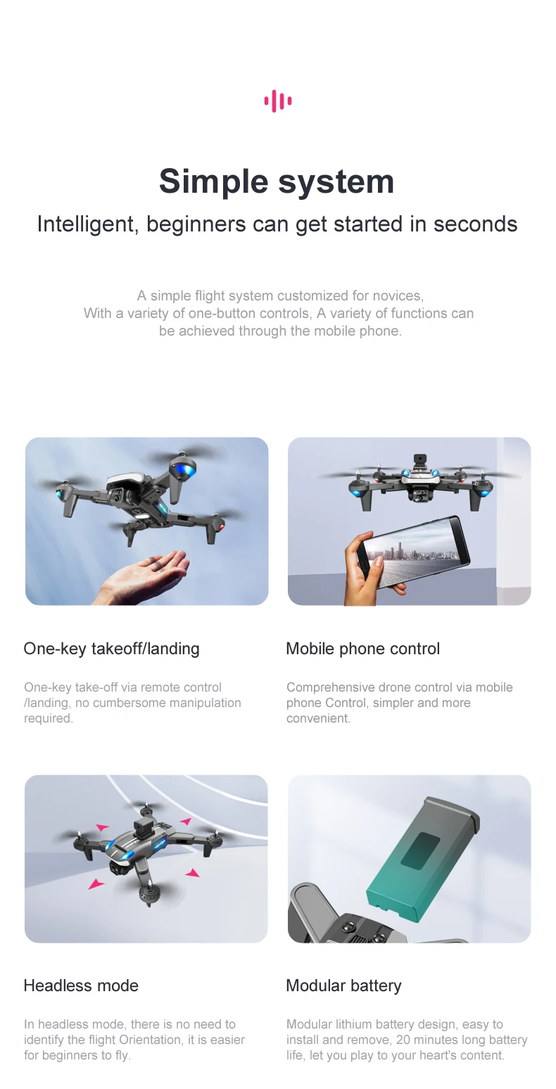 K8 Drone, simple flight system customized for novices, with a variety of one