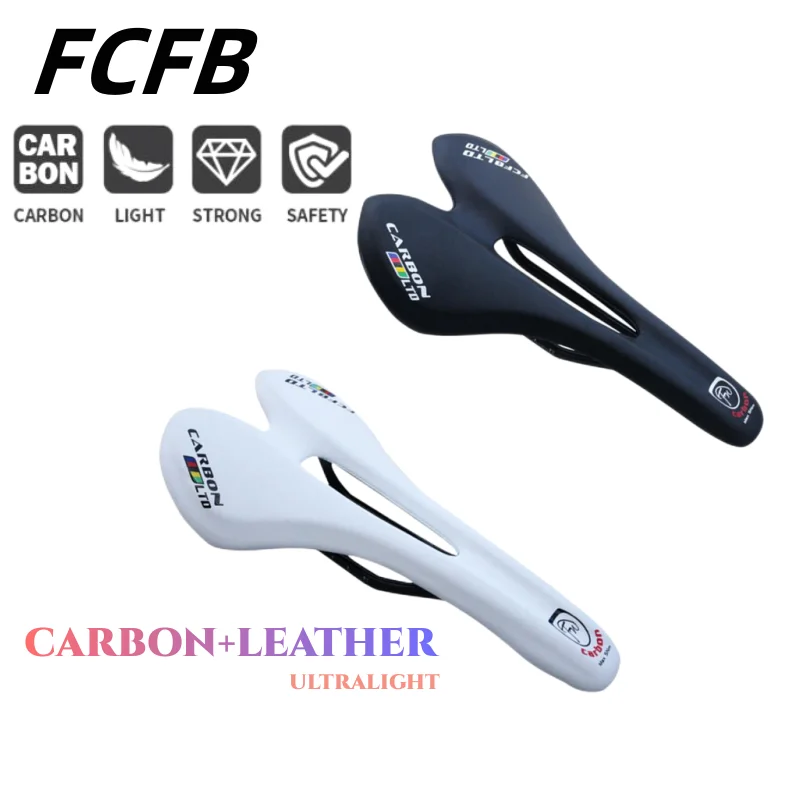 Bicycle Saddle carbon leather soft for mtb road bike man woman