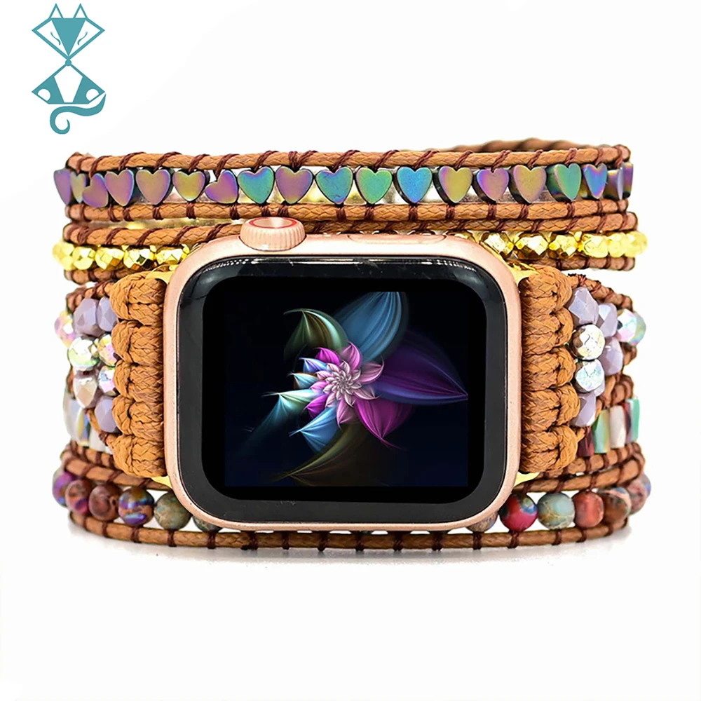 

Ремешок из камня для Apple Watch band 40 мм 44 мм 45 мм 41 мм 38 мм 42 мм 44 мм, богемный браслет для iWatch 3 4 5 6 se 7, браслет
