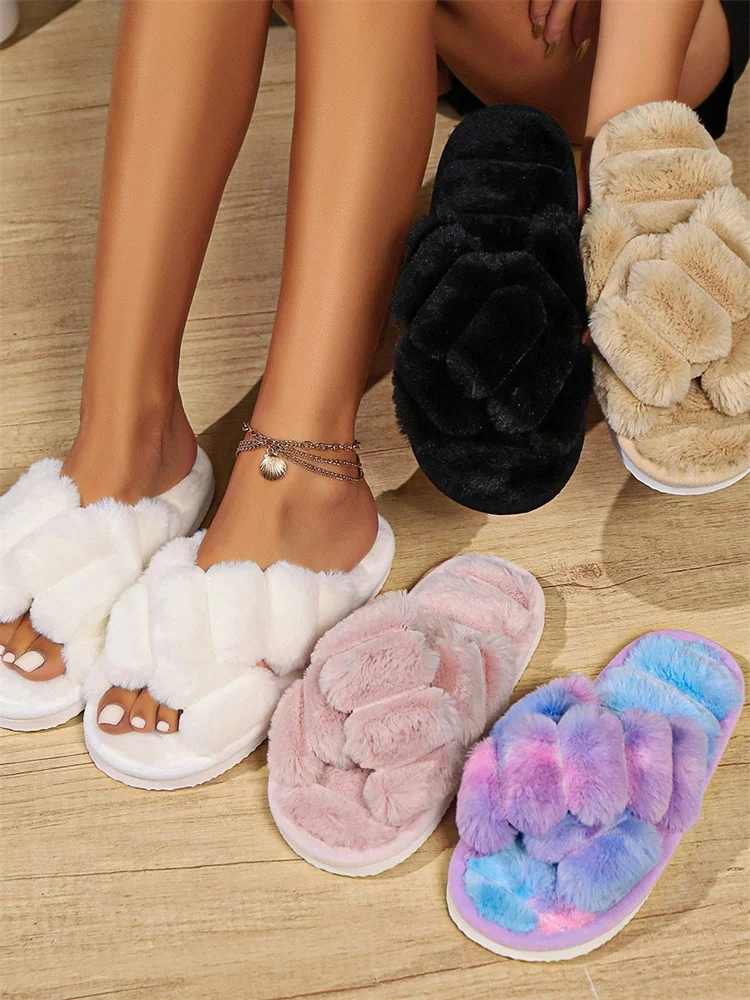Msfilia Unisex Autumn Winter Large Size Velvet Fur Slippers Men Thin Bottom Anti Slip Indoor Shoes Women Warm Cotton Slippers 6