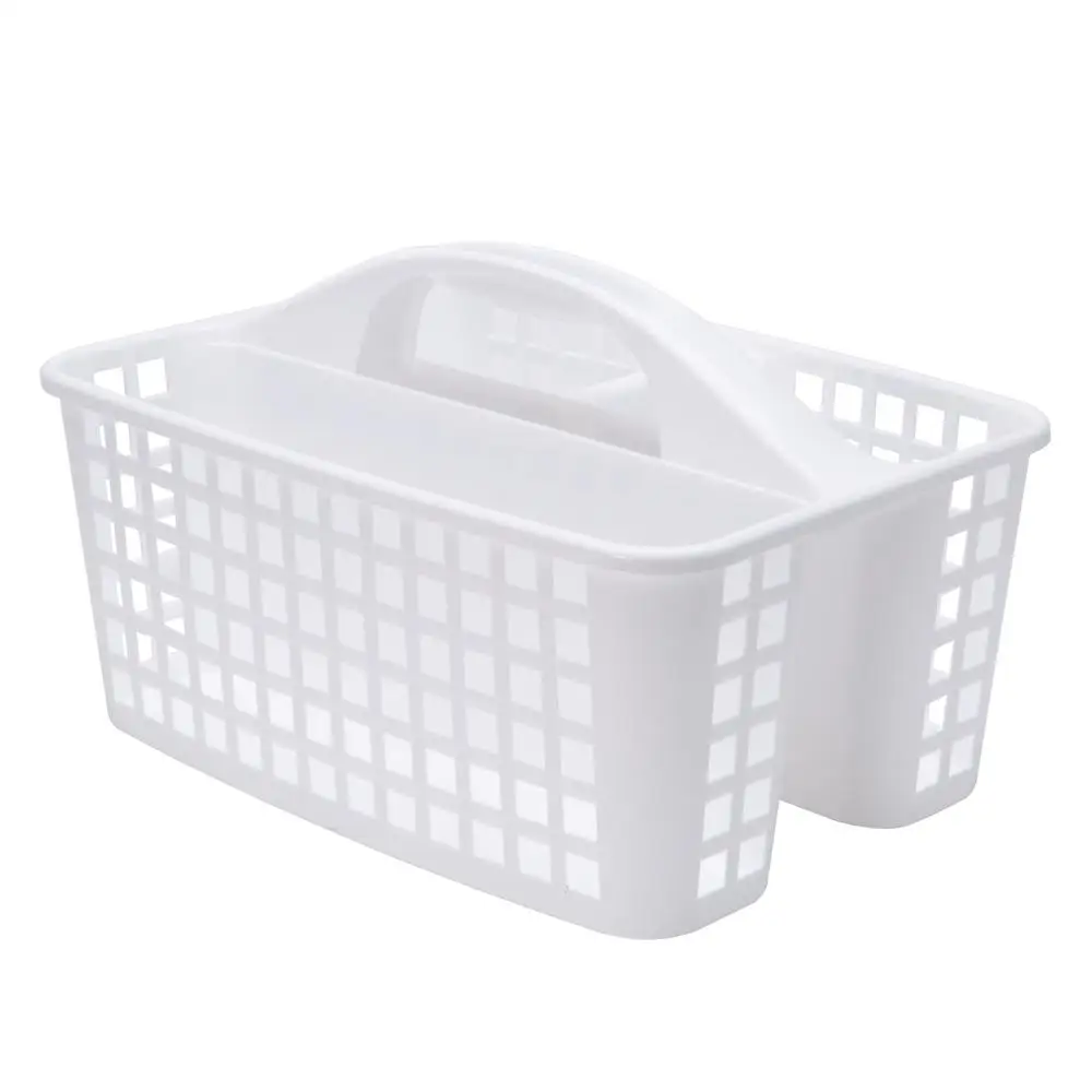 Bathroom Caddy Organizer 2-Pack White Utility Caddy with 3 Compartments Handle Easy Transport Ideal Toiletries Cleaning Supplies