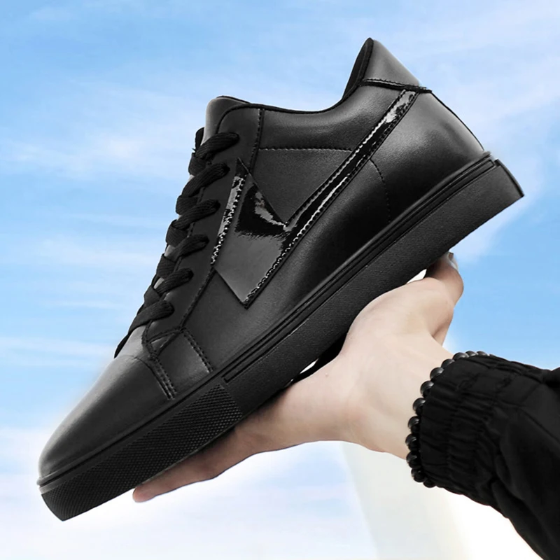 Sneakers Man Elevator Shoes Height Increase Insole 10cm White Black Taller Shoes Men Leisure Fashion Leather Sports Plus Size 44 2