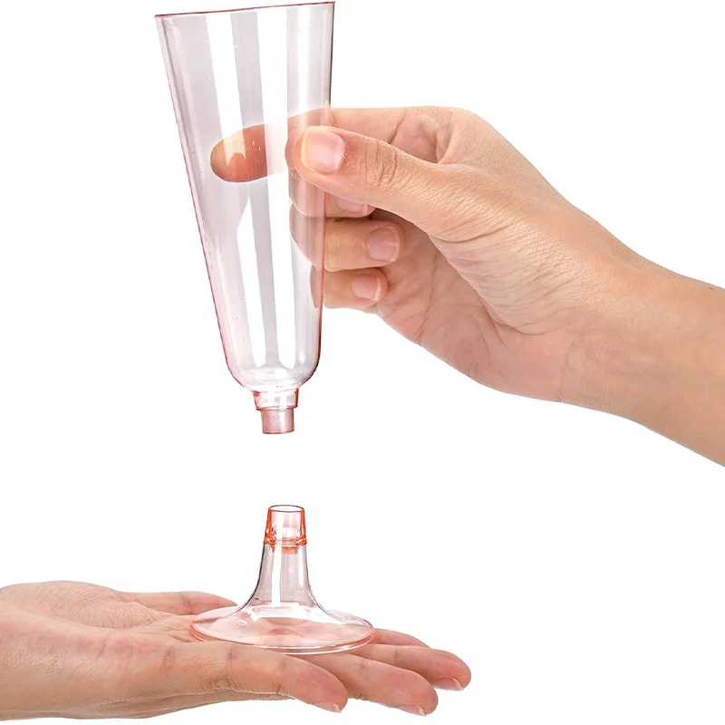 Description Picture 4 of item25pcs 150ml Plastic Champagne Flutes Disposable Sparkling Bar Cups Clear Pink Toasting Cup for Weddings Cocktail Event Bar Use