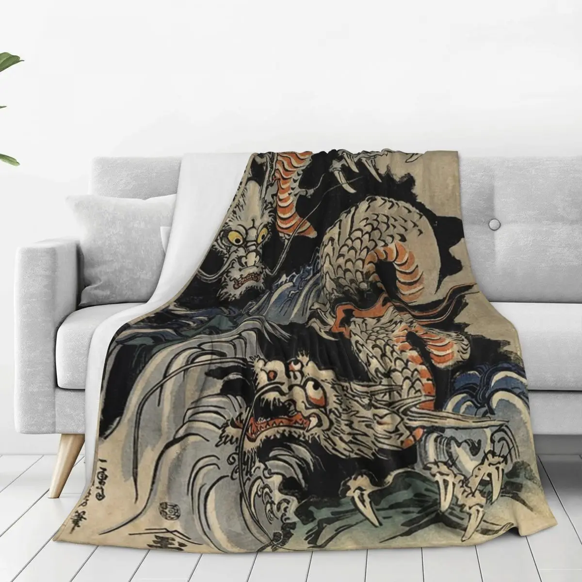 Utagawa Kuniyoshi - Dragons Blankets Flannel Breathable Sofa Throw Blankets For Home Bedroom Outdoor Throws Bedspread Quilt 6